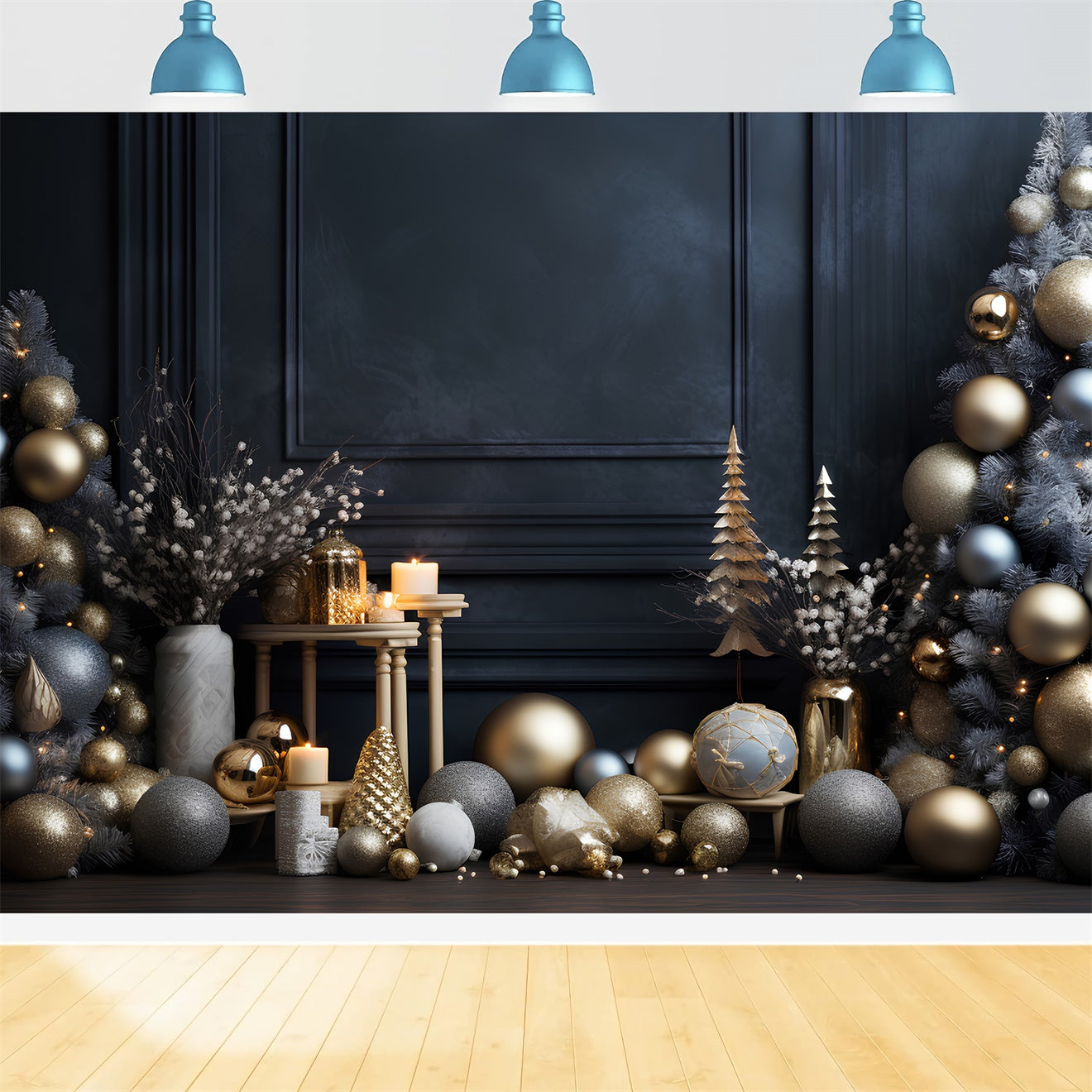Christmas Gold and Silver Glamour Backdrop BRP8-92