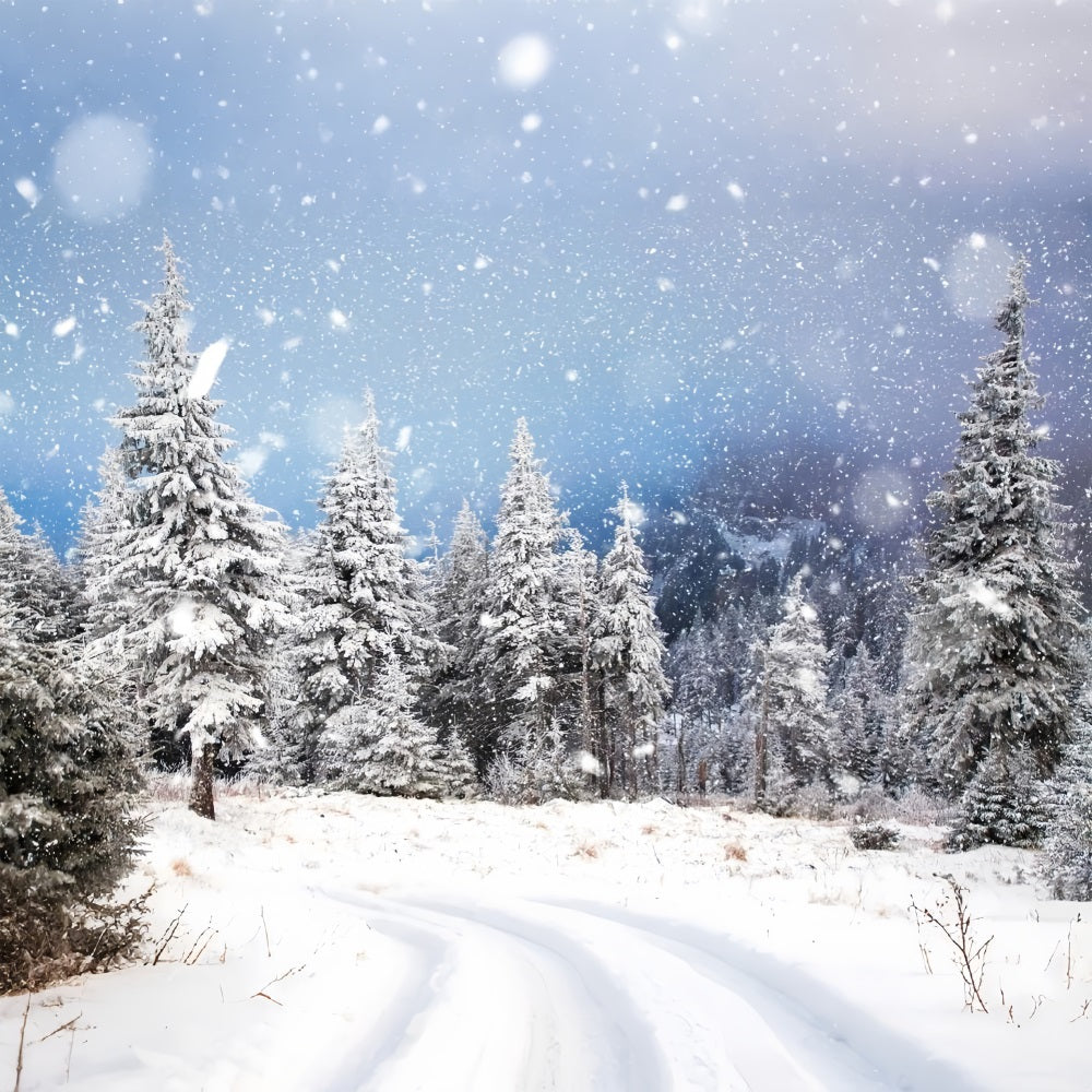 Snowfall Winter Pine Forest Photography Backdrop BRP9-230