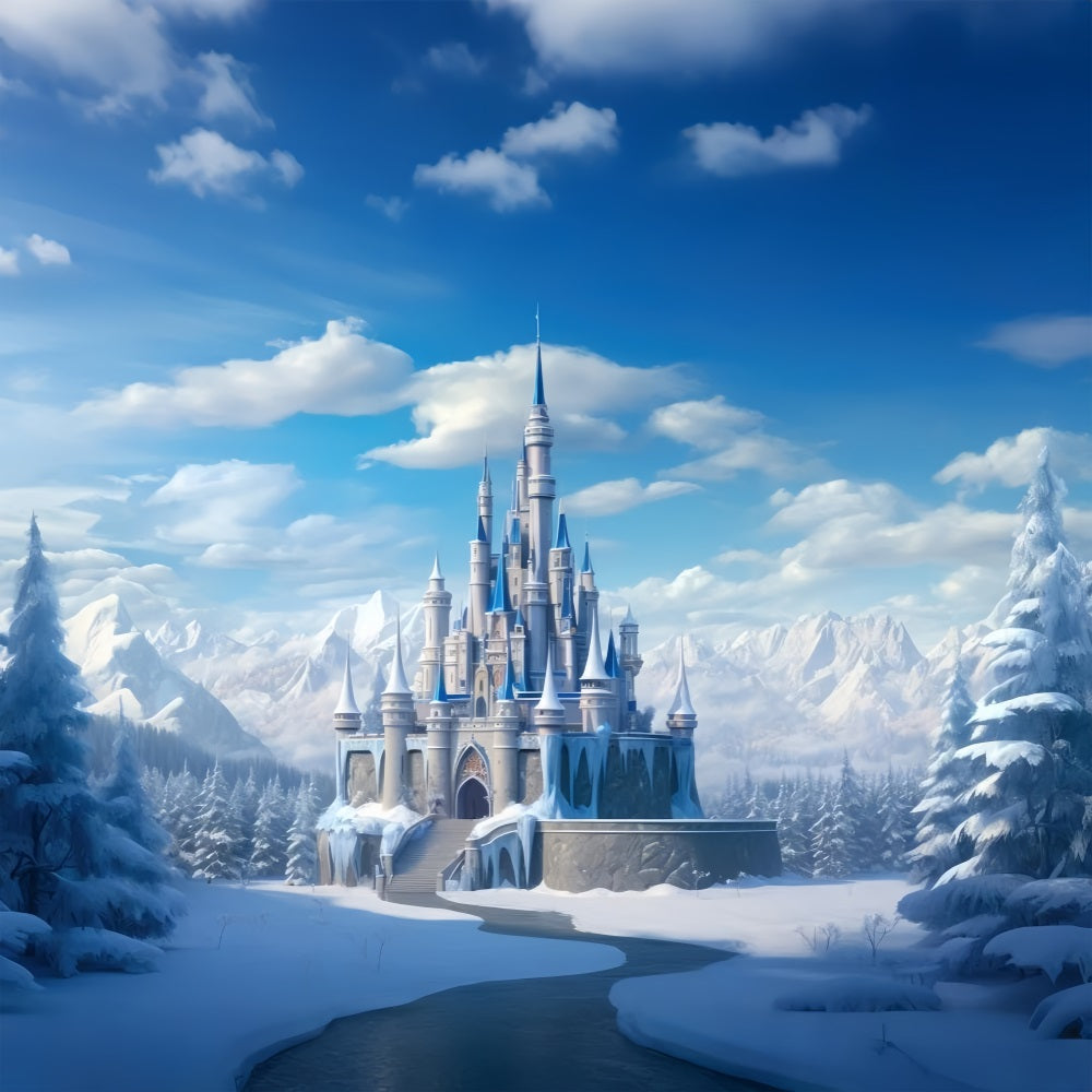 Royal Winter Fortress Icy Mountain Backdrop BRP9-245