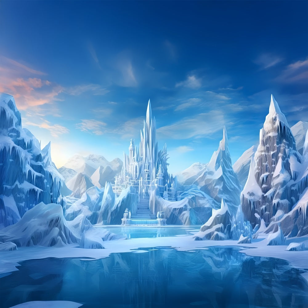 Winter Snowy Castle Mountain Peaks Backdrop BRP9-247