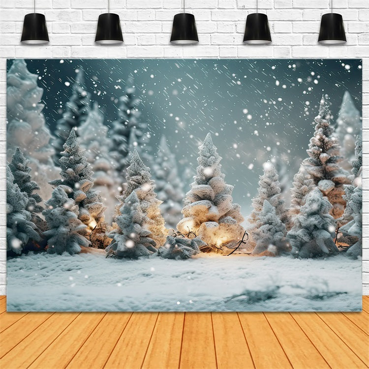 Winter Night Forest Snowflakes Photography Backdrop BRP9-268
