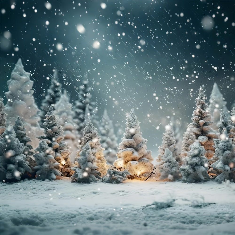 Winter Night Forest Snowflakes Photography Backdrop BRP9-268