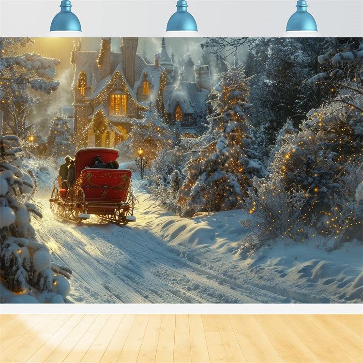 Cozy Forest Fir Tree Snowy Wonderland Backdrop BRP9-310