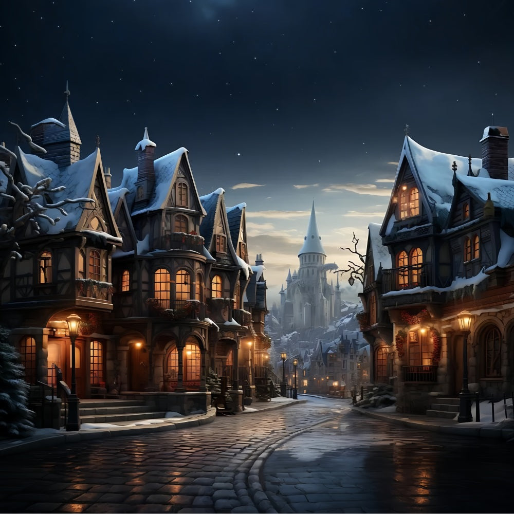 Snow Covered Fantasy Castle Winter Backdrop BRP9-337