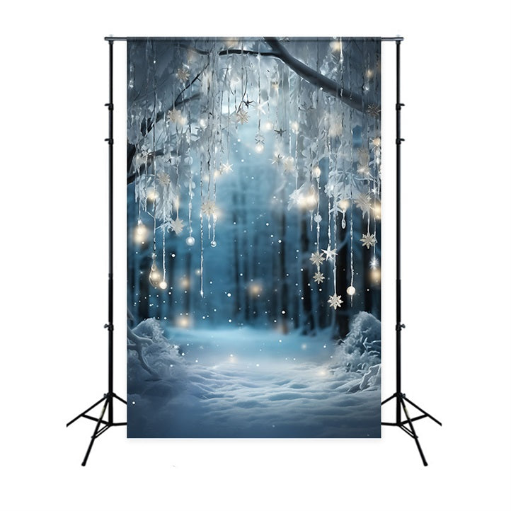 Winter Snow Covered Frosted Pines Backdrop BRP9-351