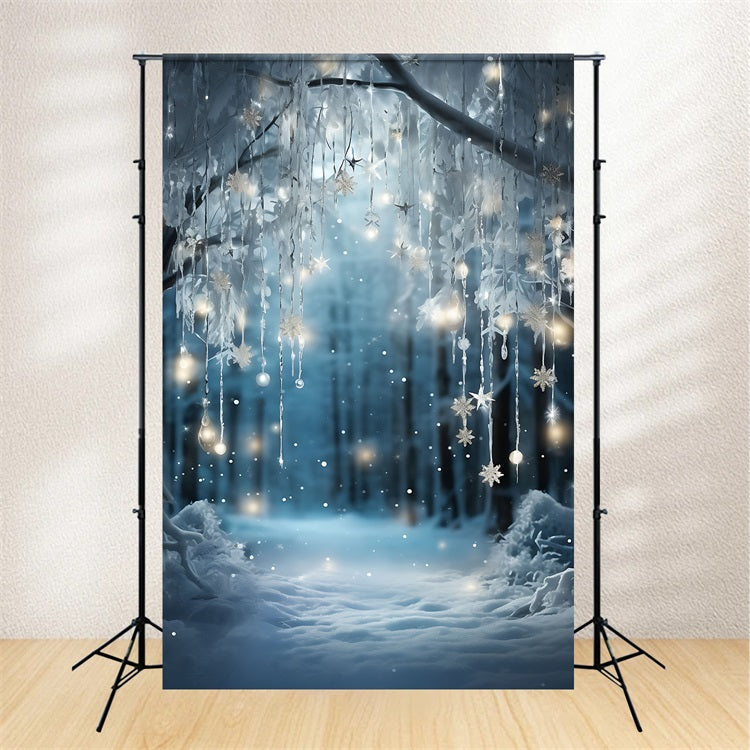 Winter Snow Covered Frosted Pines Backdrop BRP9-351