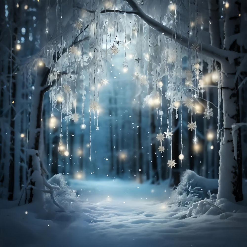 Winter Snow Covered Frosted Pines Backdrop BRP9-351