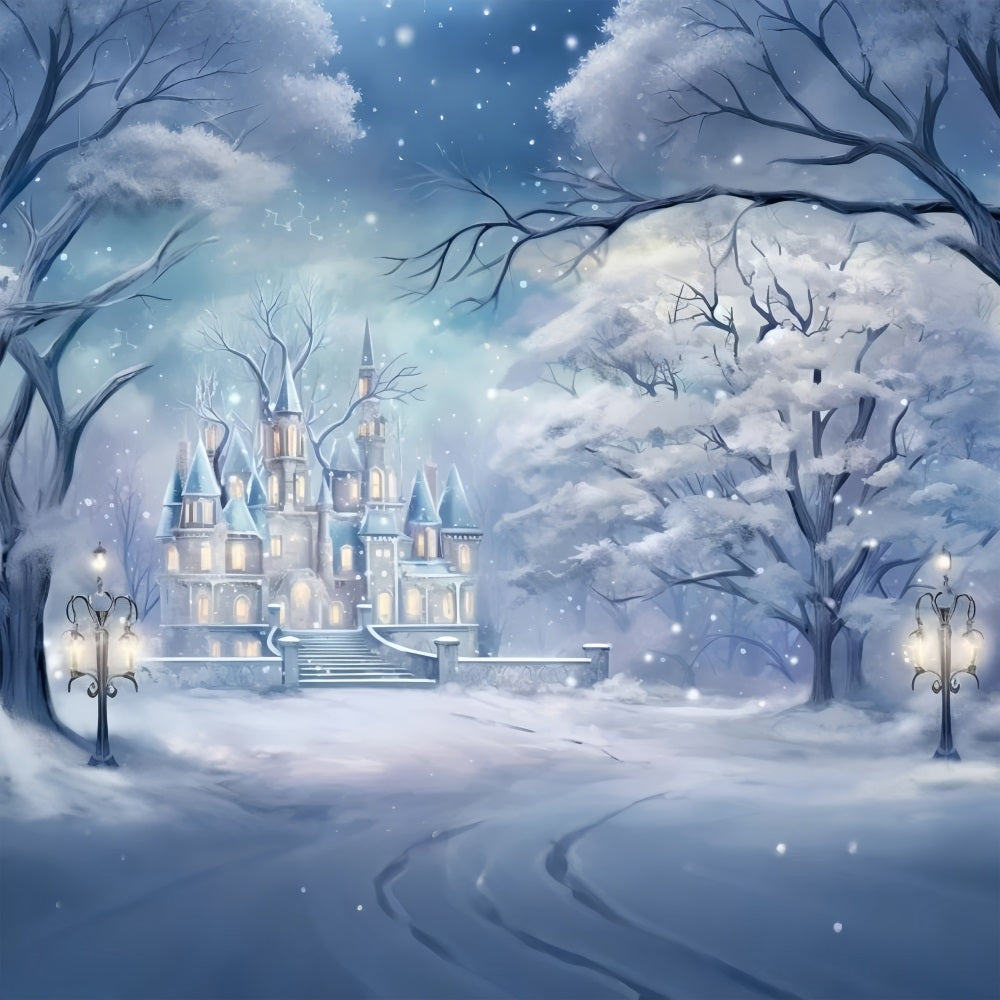 Enchanted Snow Castle Winter Fantasy Backdrop BRP9-358