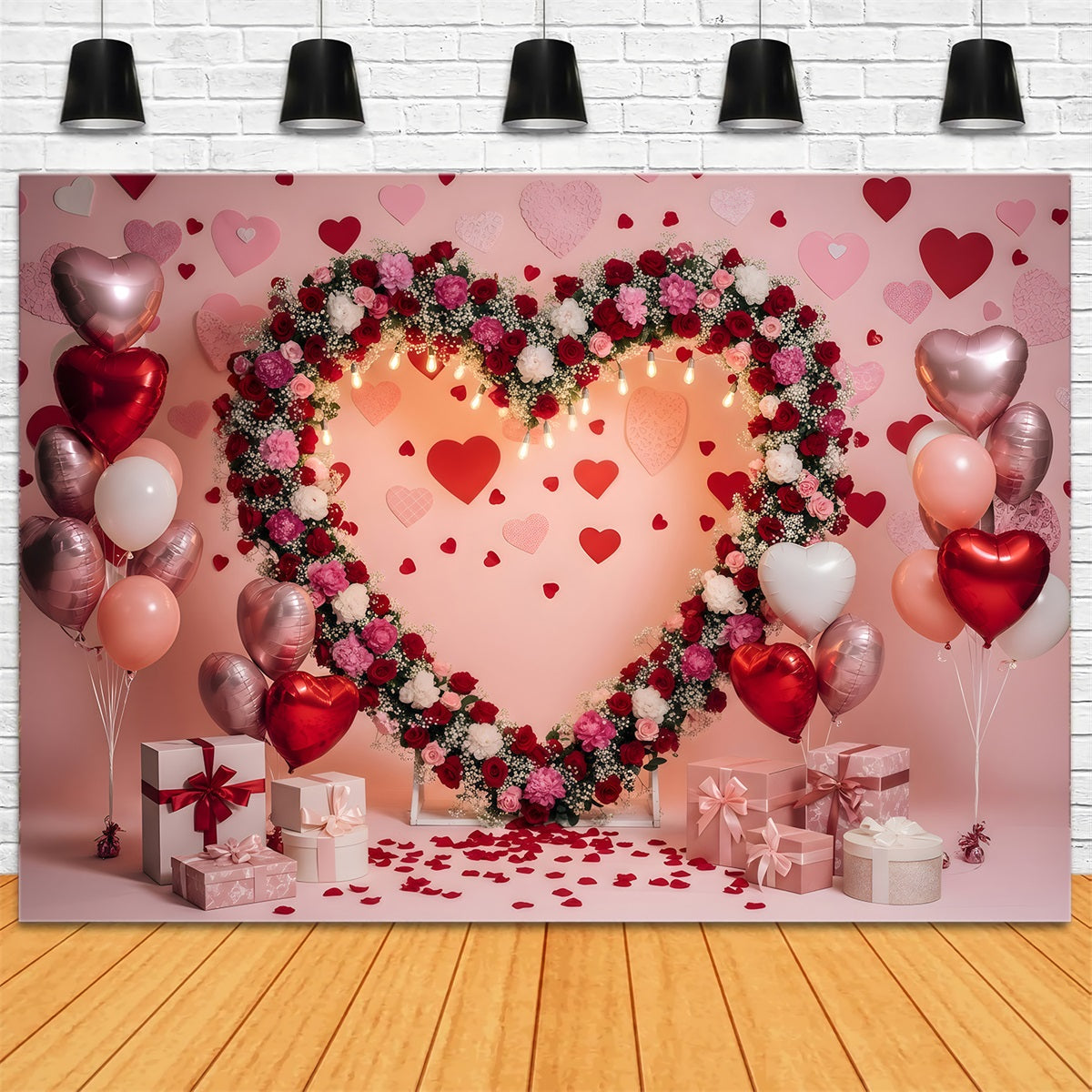 Valentine Backdrops Romantic Floral Heart Arch Valentine's Day Photo Backdrop By Magali
