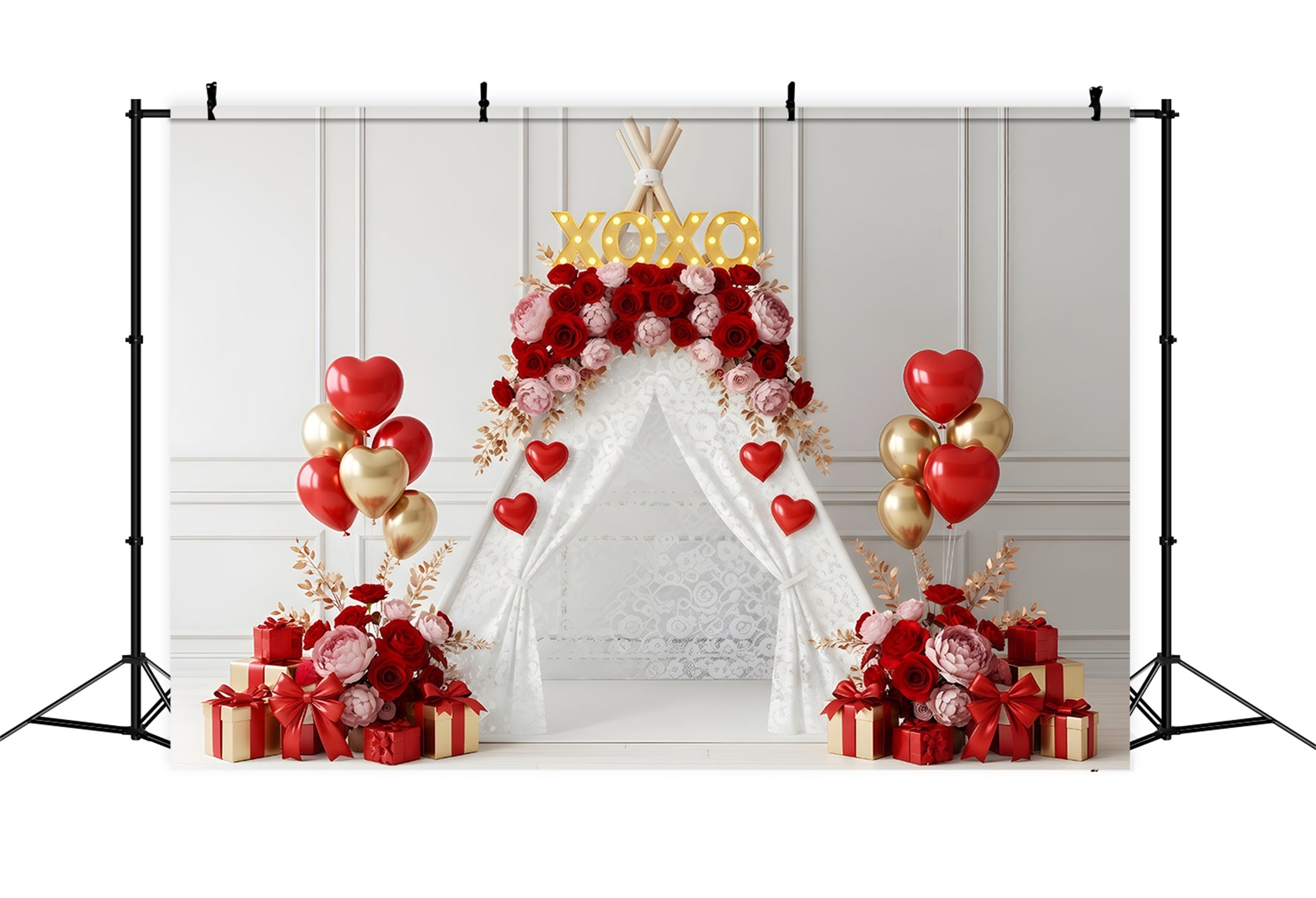 Valentine Day Backdrop XOXO Floral Tent Display Valentines Photo Backdrop By Magali