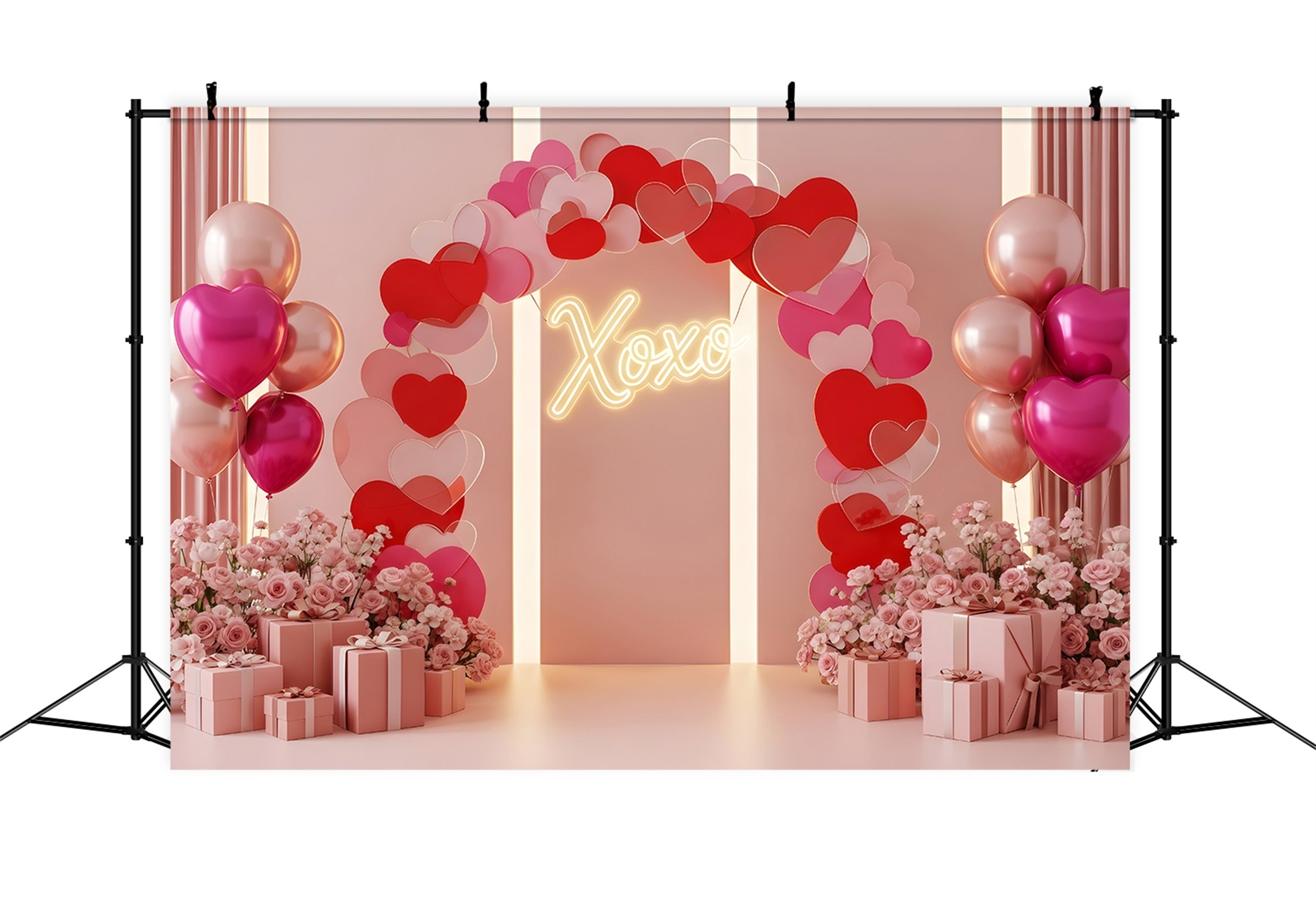 Valentine Backdrops Romantic Heart Arch Glow Valentine's Day Hearts Backdrop By Magali