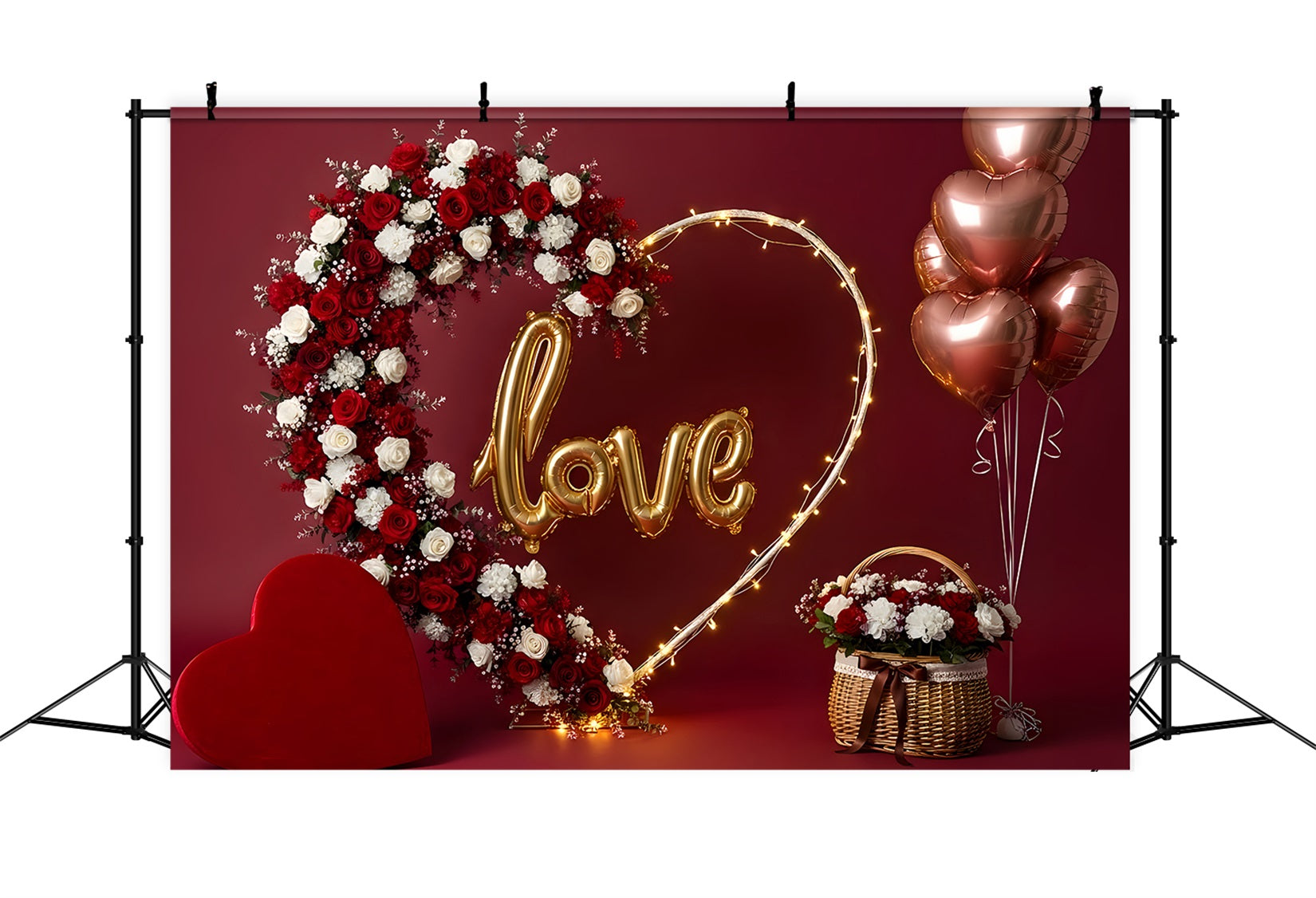 Valentine Backdrop Floral Heart Arch Love Valentine's Day Backdrops For Pictures By Magali