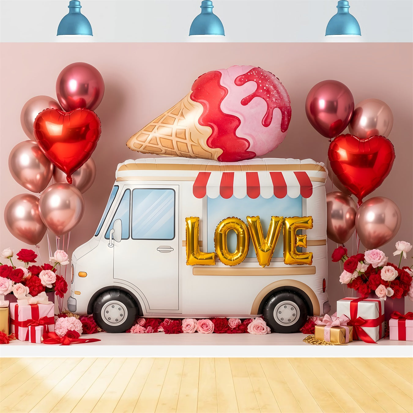 Valentines Backdrop Ice Cream Love Truck Decor Valentine Backdrop For Pictures By Magali