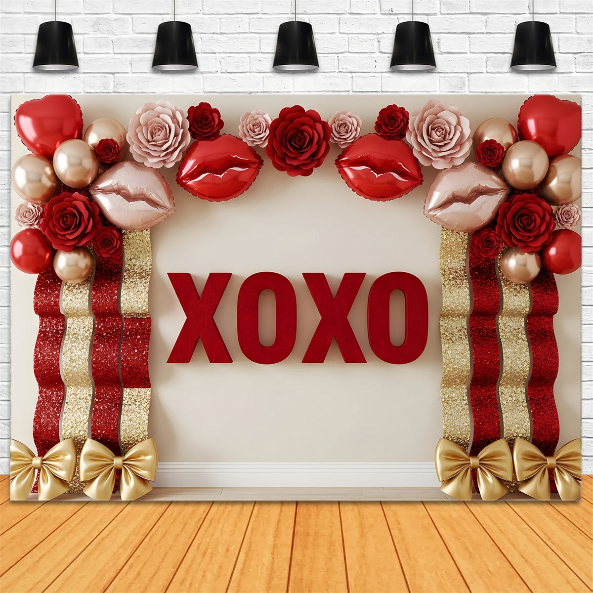 Valentine Backdrops XOXO Roses Balloons Glam Valentines Backdrops For Photography By Magali
