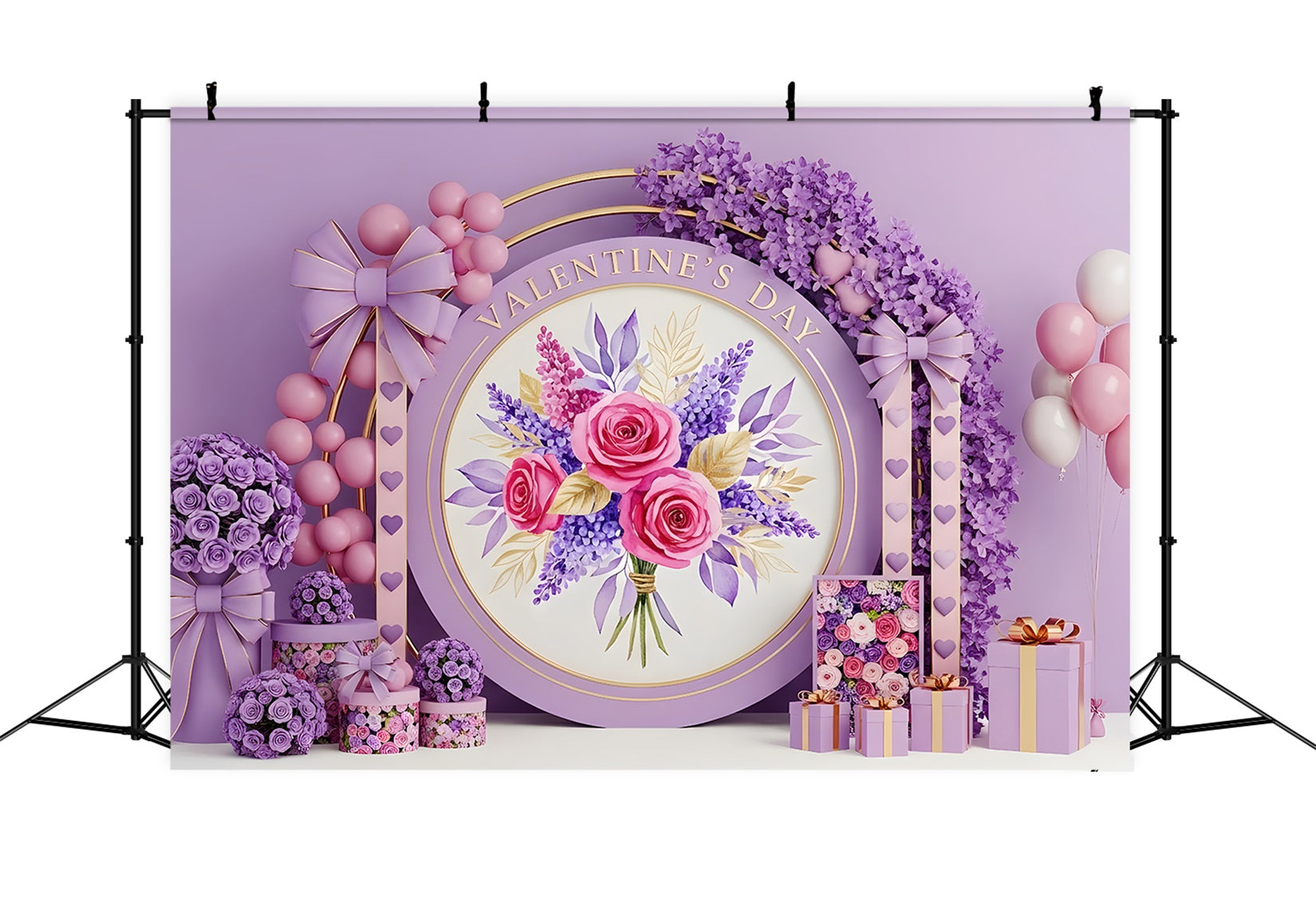 Valentine Backdrops Lavender Rose Bouquet Elegance Valentine's Day Backdrop By Magali