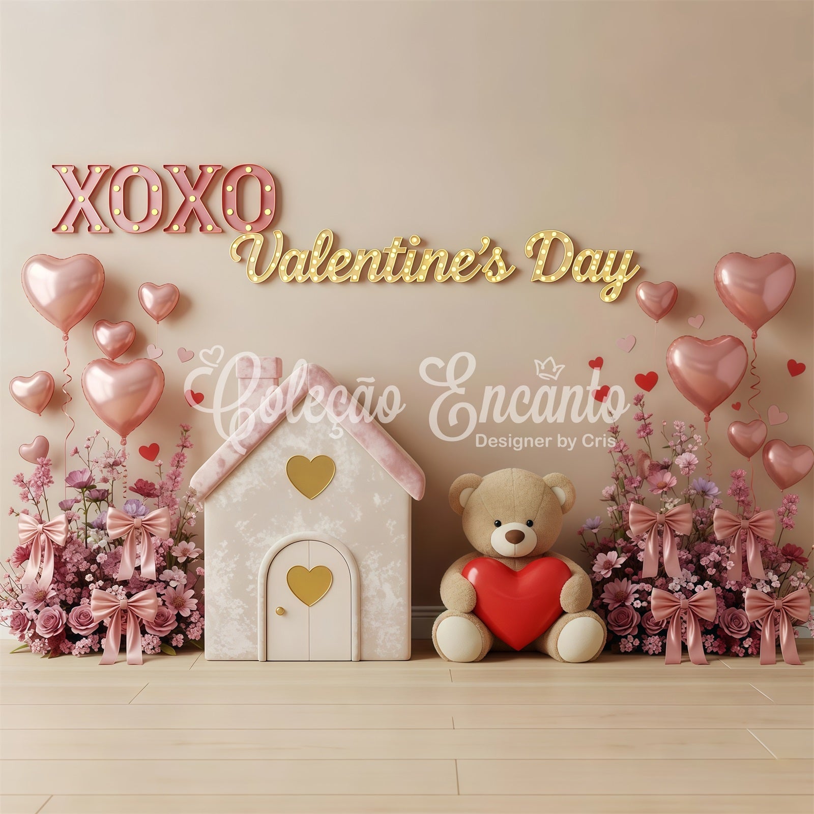 Valentine Backdrops Pink Cottage Teddy Love Valentine Backdrops For Pictures By Magali