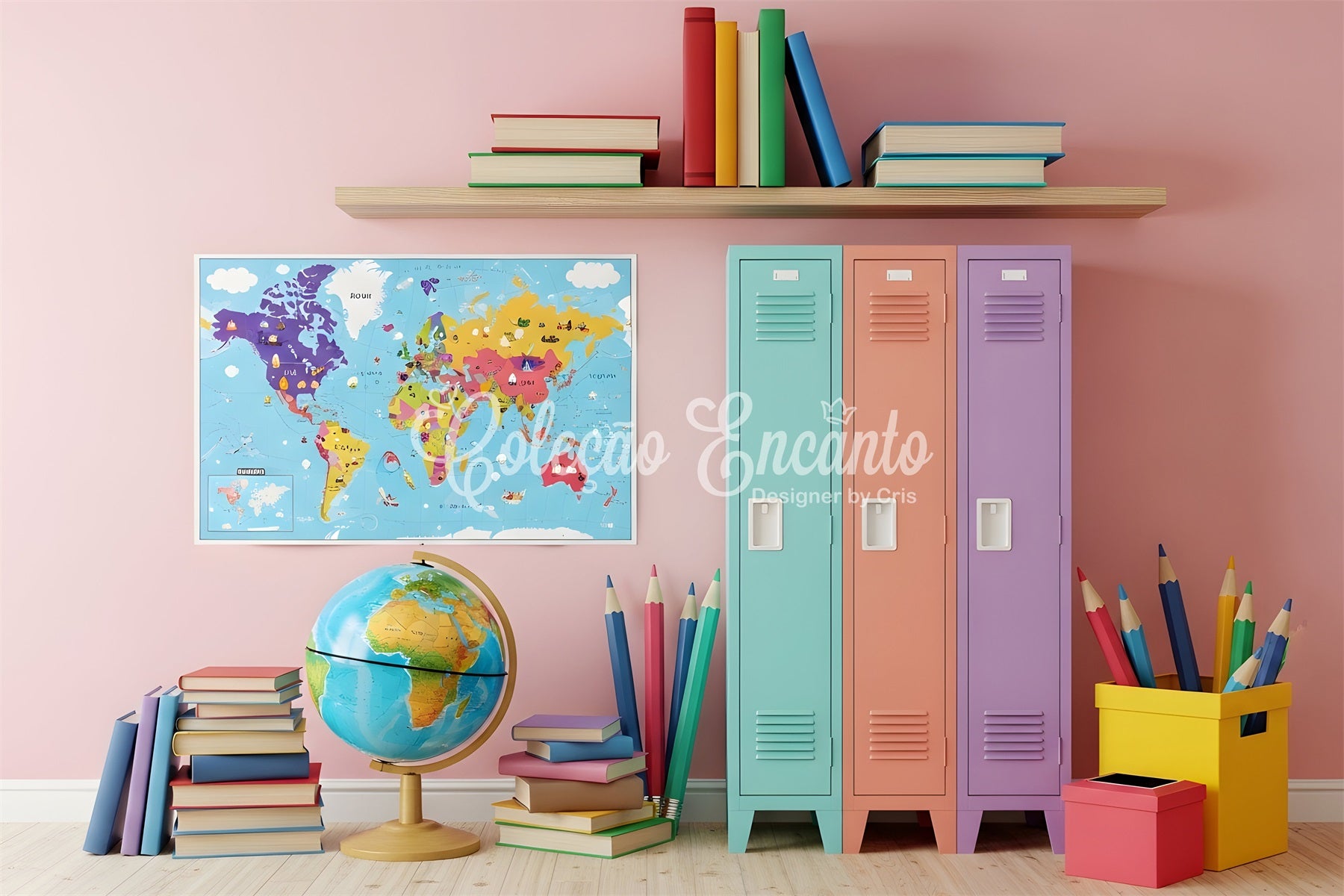 School Photo Backdrop Pastel Classroom Map Decor School Locker Backdrop By Magali
