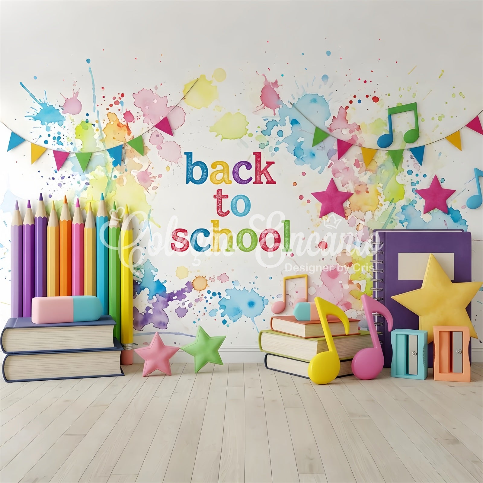 School Photo Backdrop Paint Splash Rainbow Classroom Back To School Backdrop By Magali