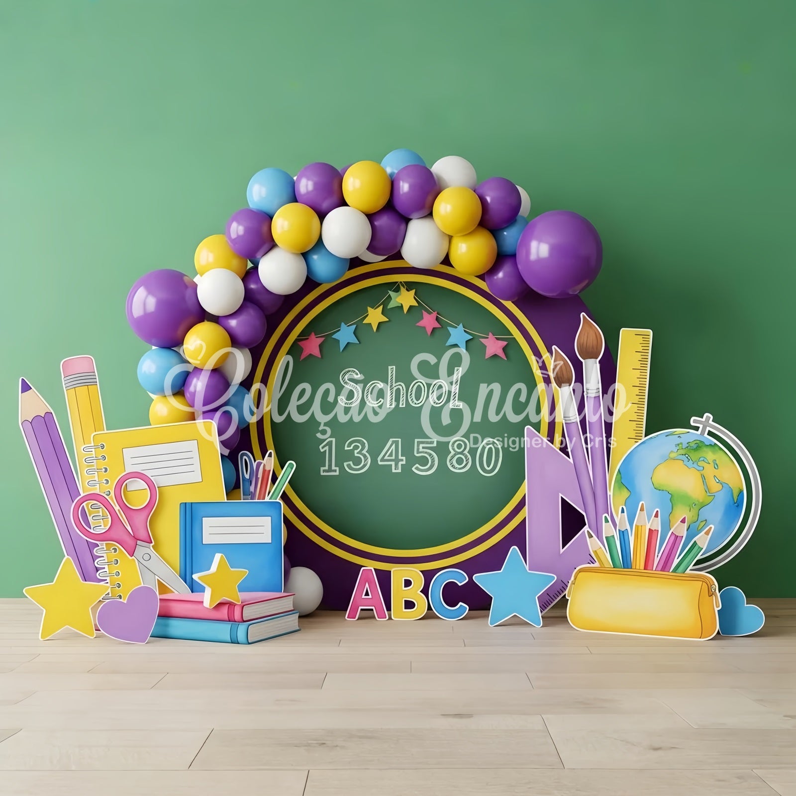Back To School Backdrop Purple Chalkboard Learning Corner School Backdrop By Magali