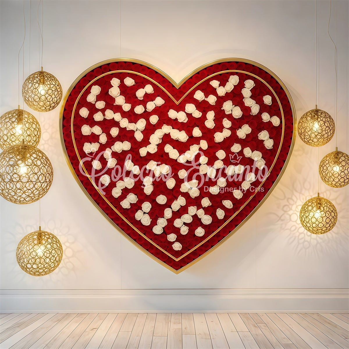Valentine's Backdrop Rose Heart Luxury Lights Valentine's Day Backdrop By Magali