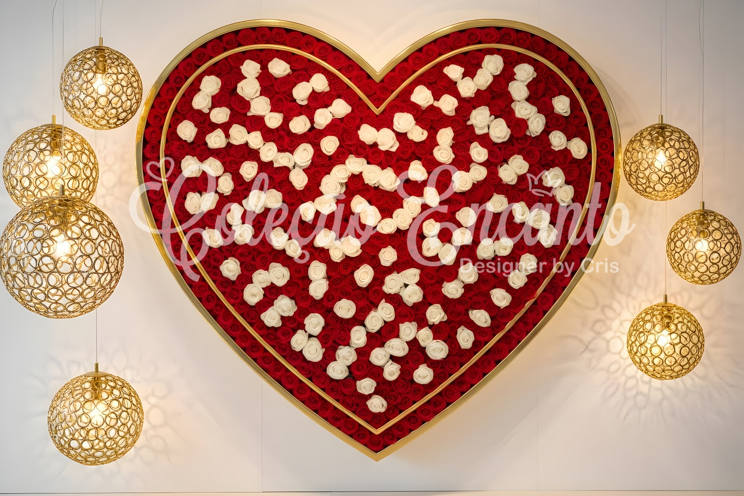 Valentine's Backdrop Rose Heart Luxury Lights Valentine's Day Backdrop By Magali