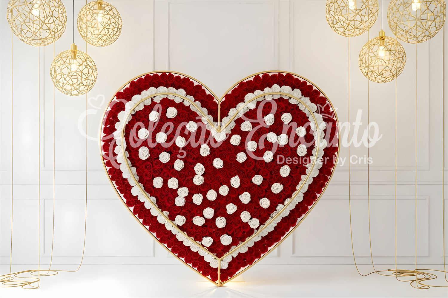 Valentine's Day Backdrop Ideas Red Rose Heart Lights Simple Valentine