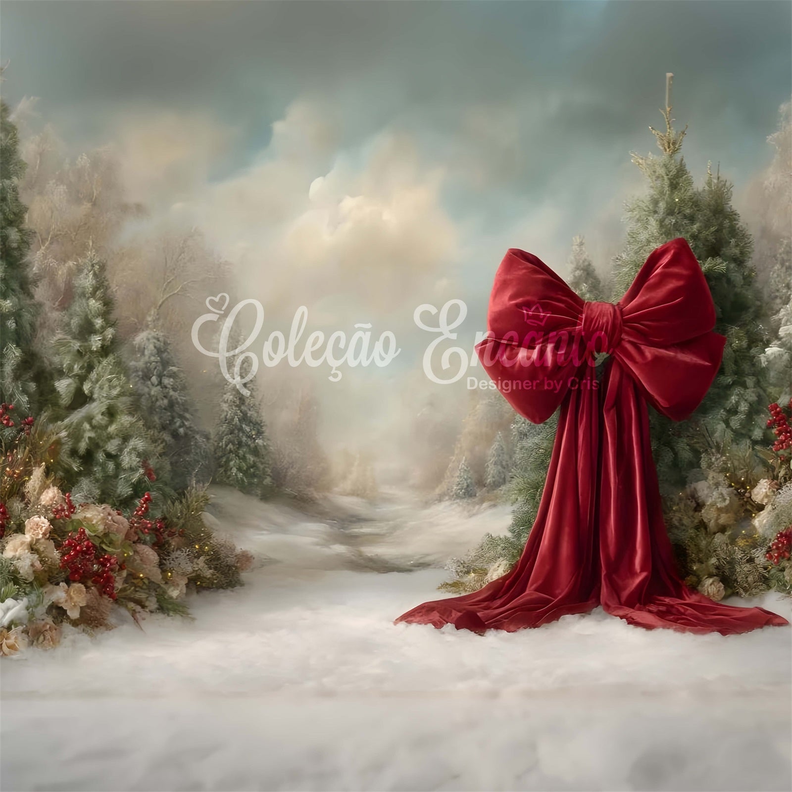 Christmas Photography Backdrops Winter Pines Snow Path Backdrop By Magali