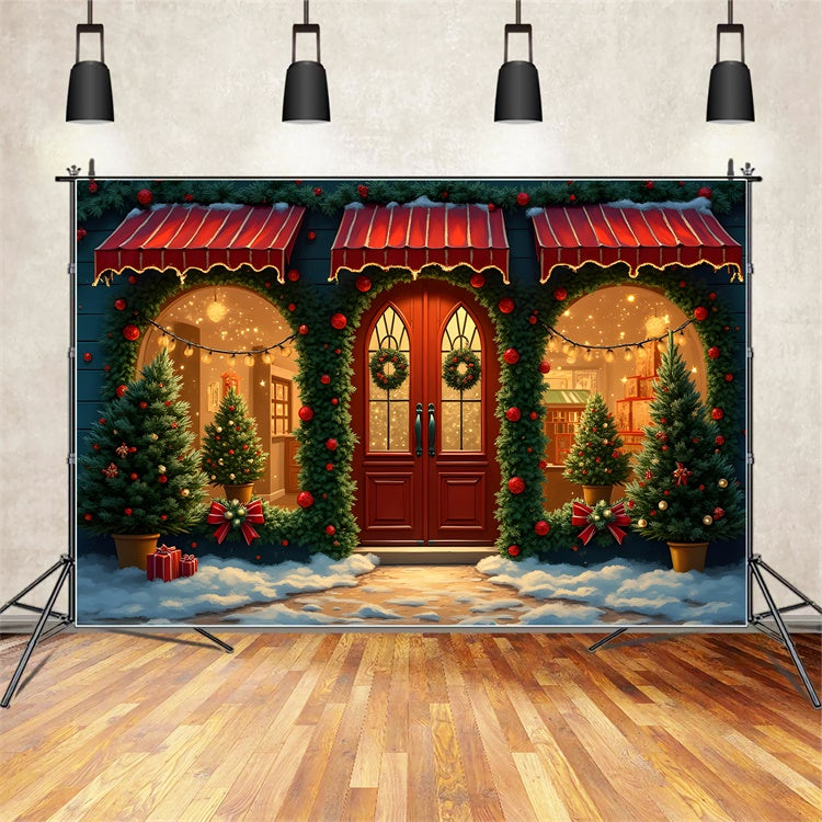 Christmas Backdrop Ornament Garland Store Backdrop By Magali