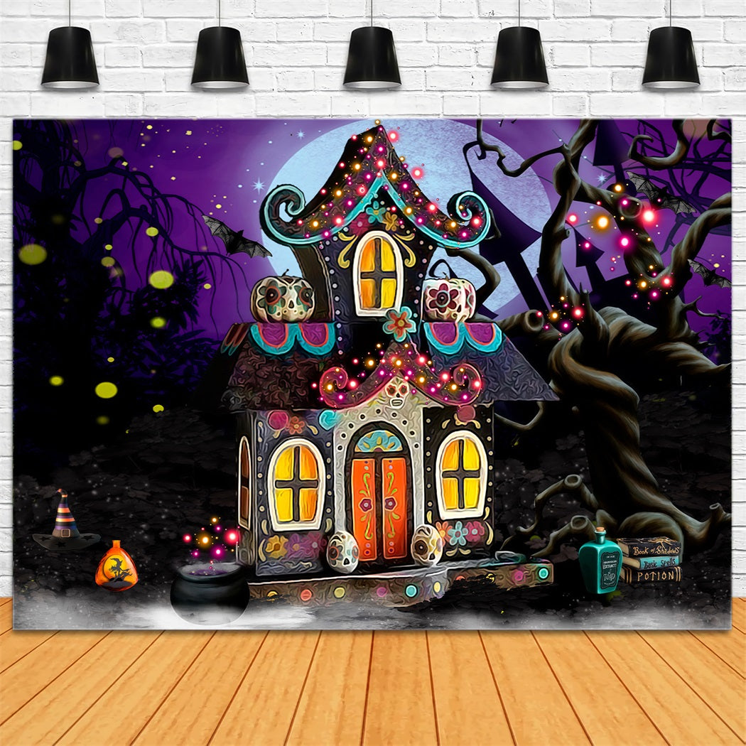 Children Backdrops Whimsical Haunted Candy Cottage Glow Kids Halloween Backdrop By Magali