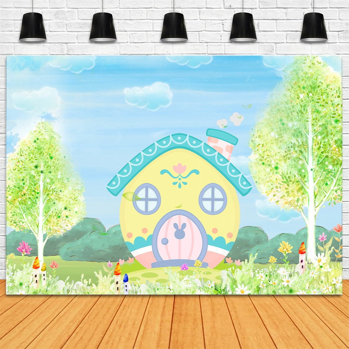 Backdrop For Kids Photoshoot Yellow Bunny Cottage Blossom Meadow Newborn Backdrop By Magali