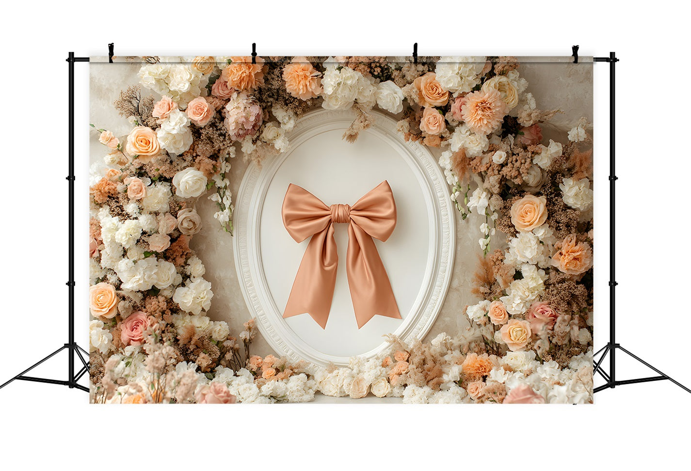 Mothers Day Photo Backdrop Peach Bow Flowers Mothers Day Photo Booth Backdrop By Magali