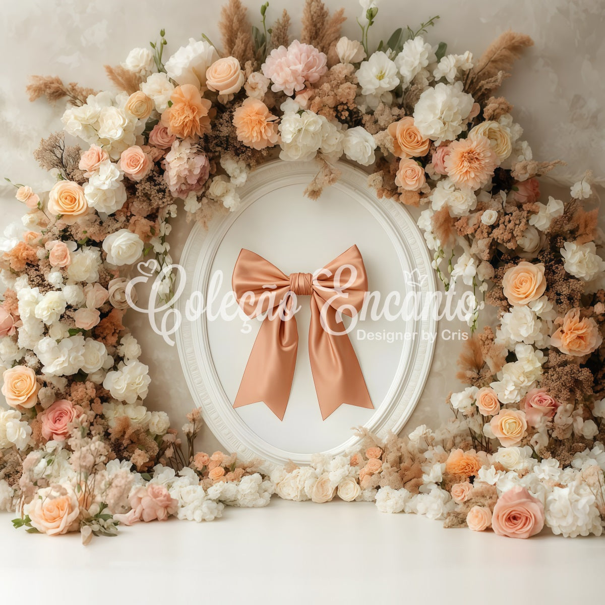 Mothers Day Photo Backdrop Peach Bow Flowers Mothers Day Photo Booth Backdrop By Magali