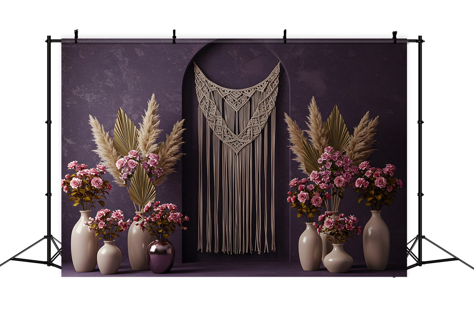 Mothers Day Photo Backdrops Purple Wall Macrame Floral Mother's Day Backdrop By Magali