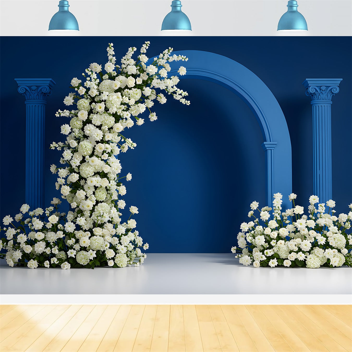 Backdrop Mothers Day White Floral Blue Arch Mothers Day Photo Booth Backdrops By Magali