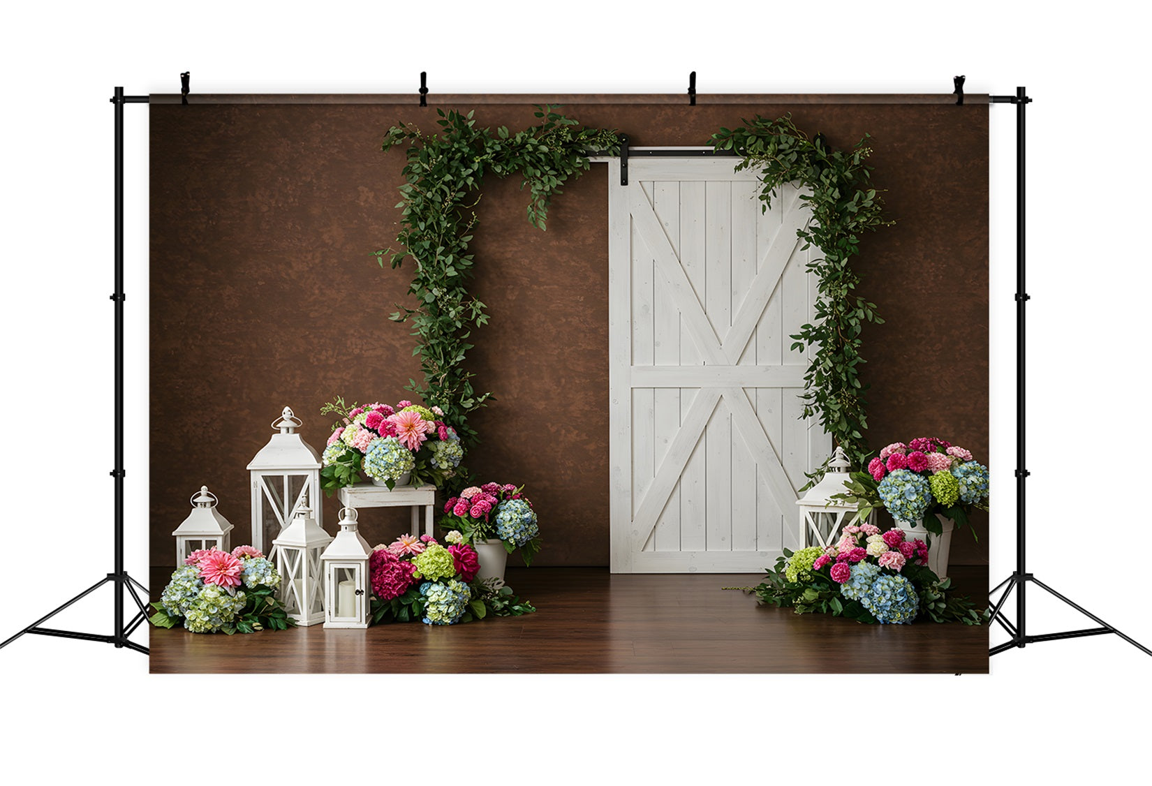 Backdrop Mother's Day Brown Wall White Door Floral Happy Mother's Day Backdrop By Magali