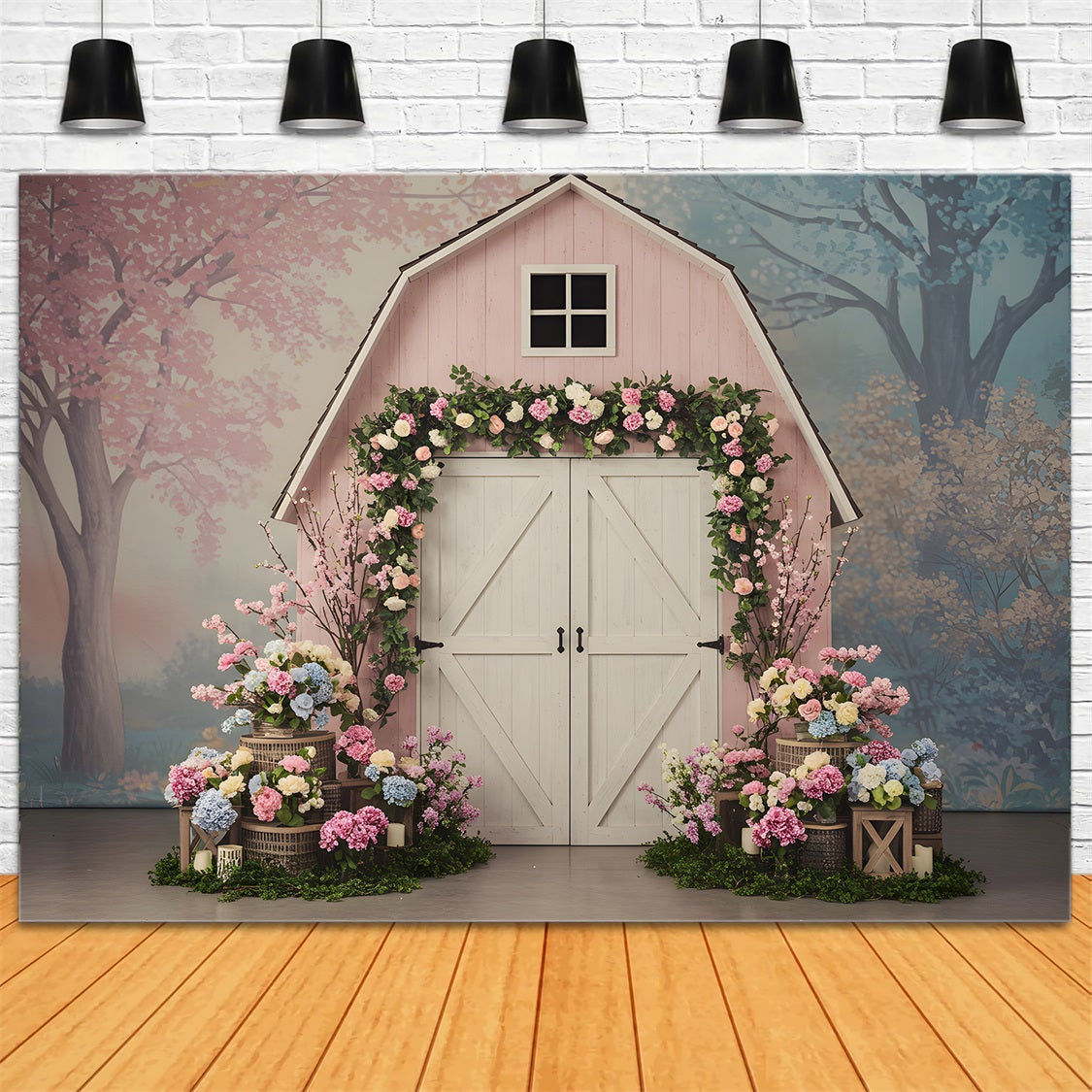 Mother's Day Backdrop Design Pink Barn Floral Mother's Day Picture Backdrop By Magali