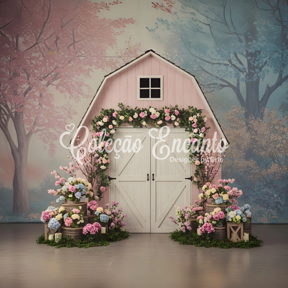 Mother's Day Backdrop Design Pink Barn Floral Mother's Day Picture Backdrop By Magali