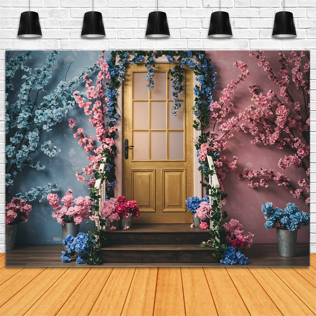 Backdrops For Mothers Day Two Tone Floral Door Mother's Day Photography Backdrops By Magali