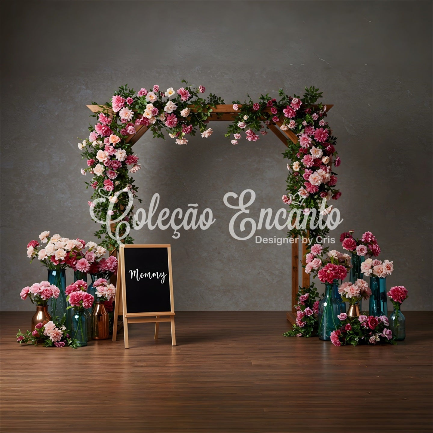 Mother's Day Photo Booth Backdrops Pink Floral Archway Mother's Day Photo Booth Backdrops By Magali