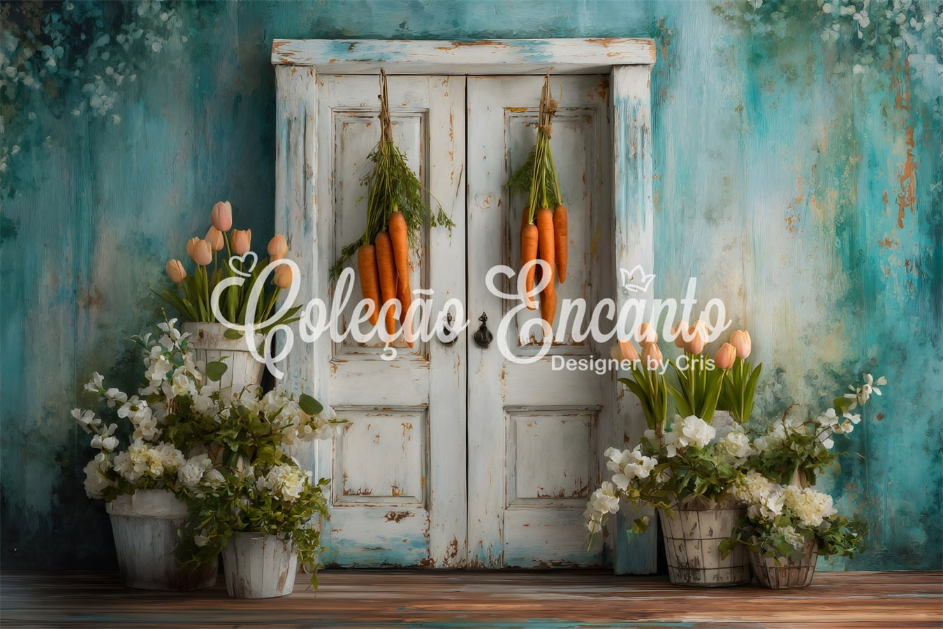 Easter Tulip Backdrop Carrot Door Flower Decor Easter Photo Backdrop By Magali