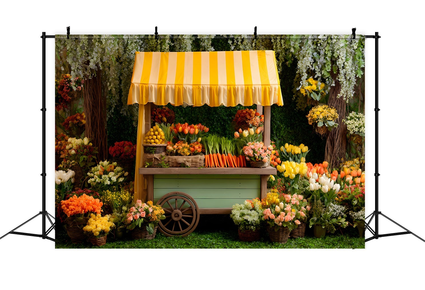 Easter Tulip Backdrop Lush Floral Yellow Canopy Easter Backdrop Ideas By Magali