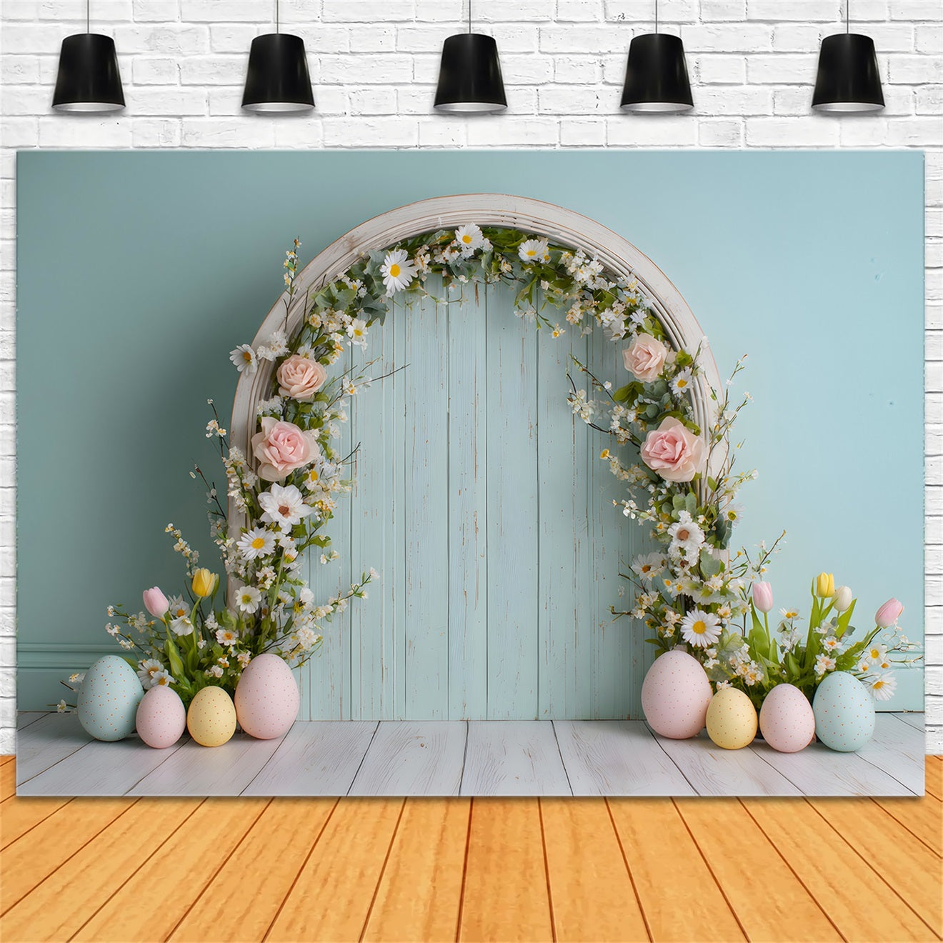 Easter Daisy Backdrop Flower Arch Pastel Eggs Easter Photo Backdrop Ideas By Magali