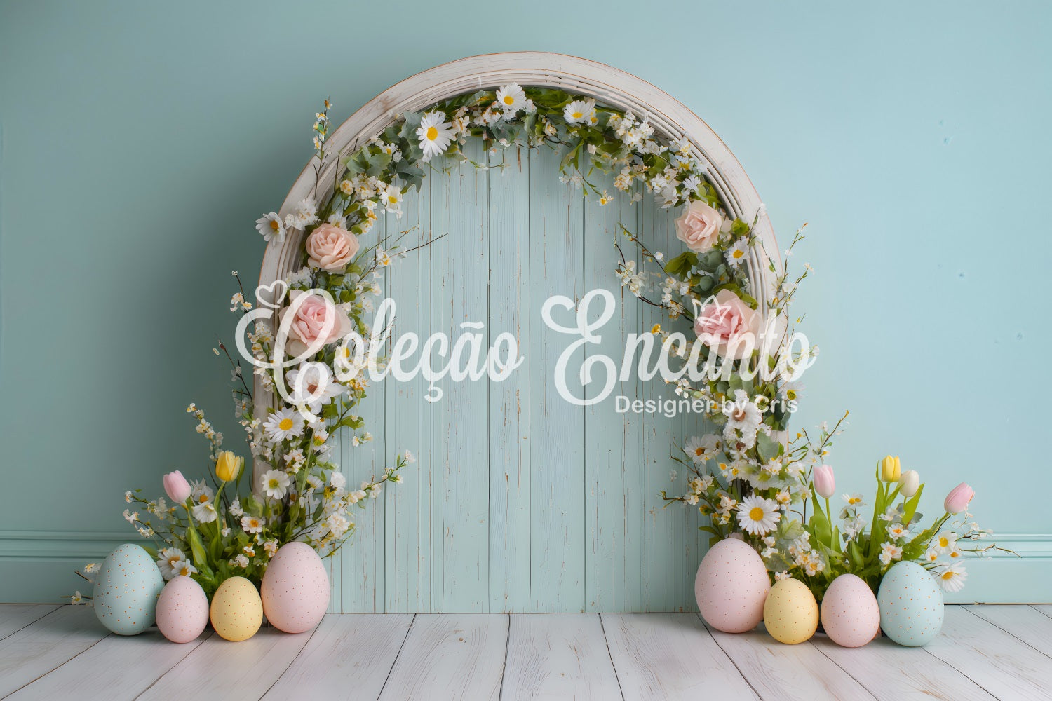 Easter Daisy Backdrop Flower Arch Pastel Eggs Easter Photo Backdrop Ideas By Magali