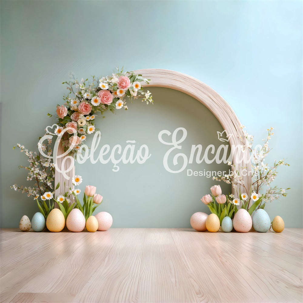 Easter Egg Backdrop Rose Arch Tulip Daisy Easter Backdrop For Pictures By Magali