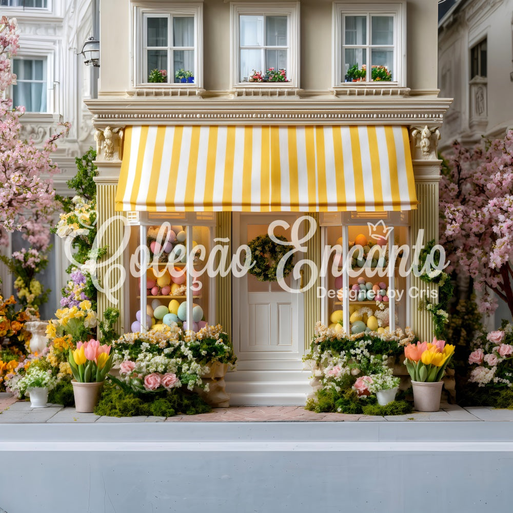 Easter European Garden Backdrop Yellow Awning Egg Shop Backdrop Easter By Magali