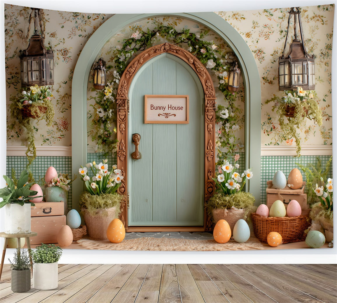 Easter Daisy Backdrop Arch Door Floral Eggs Backdrops For Easter By Magali
