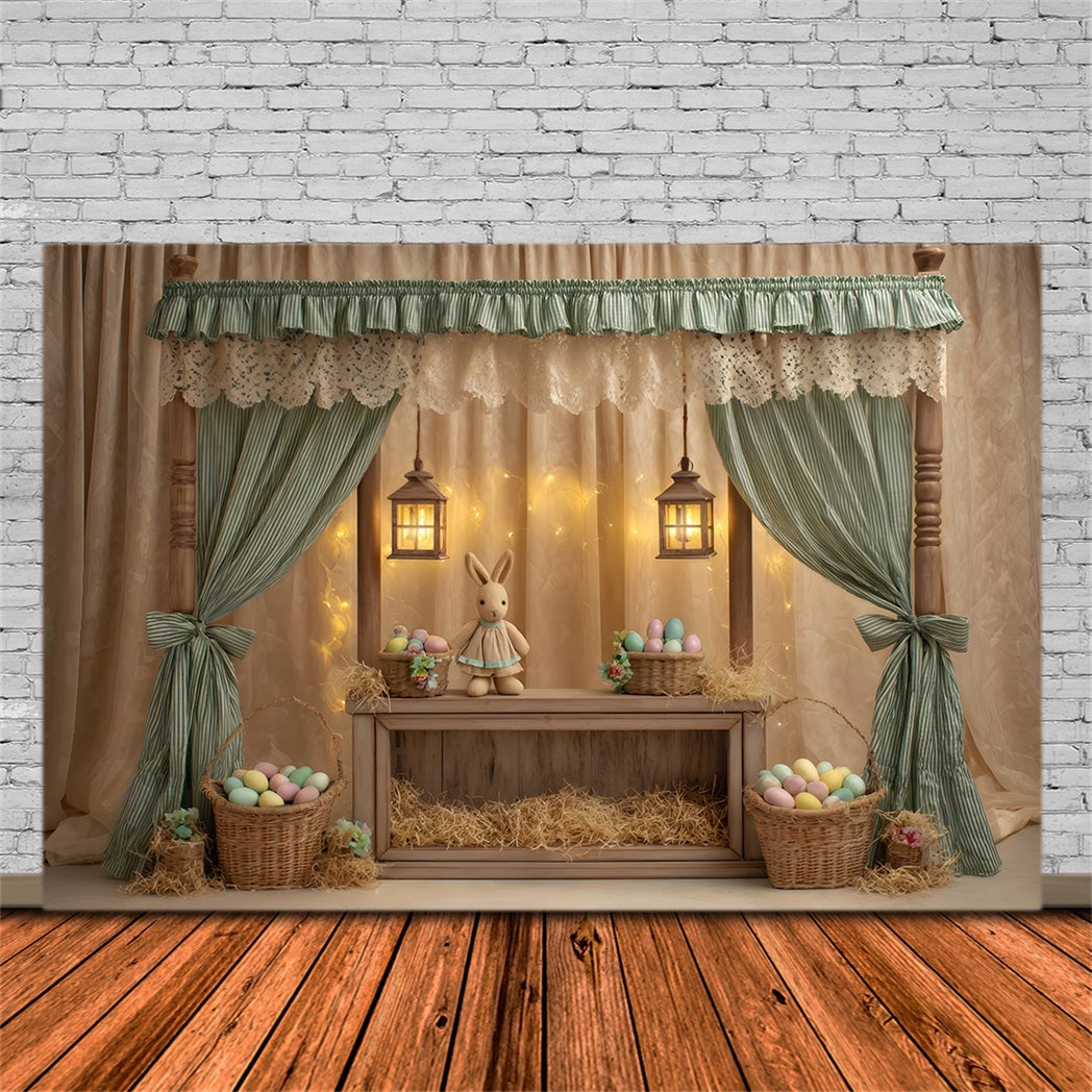 Easter Cute Backdrop Canopy Bunny Egg Baskets Easter Picture Backdrop By Magali