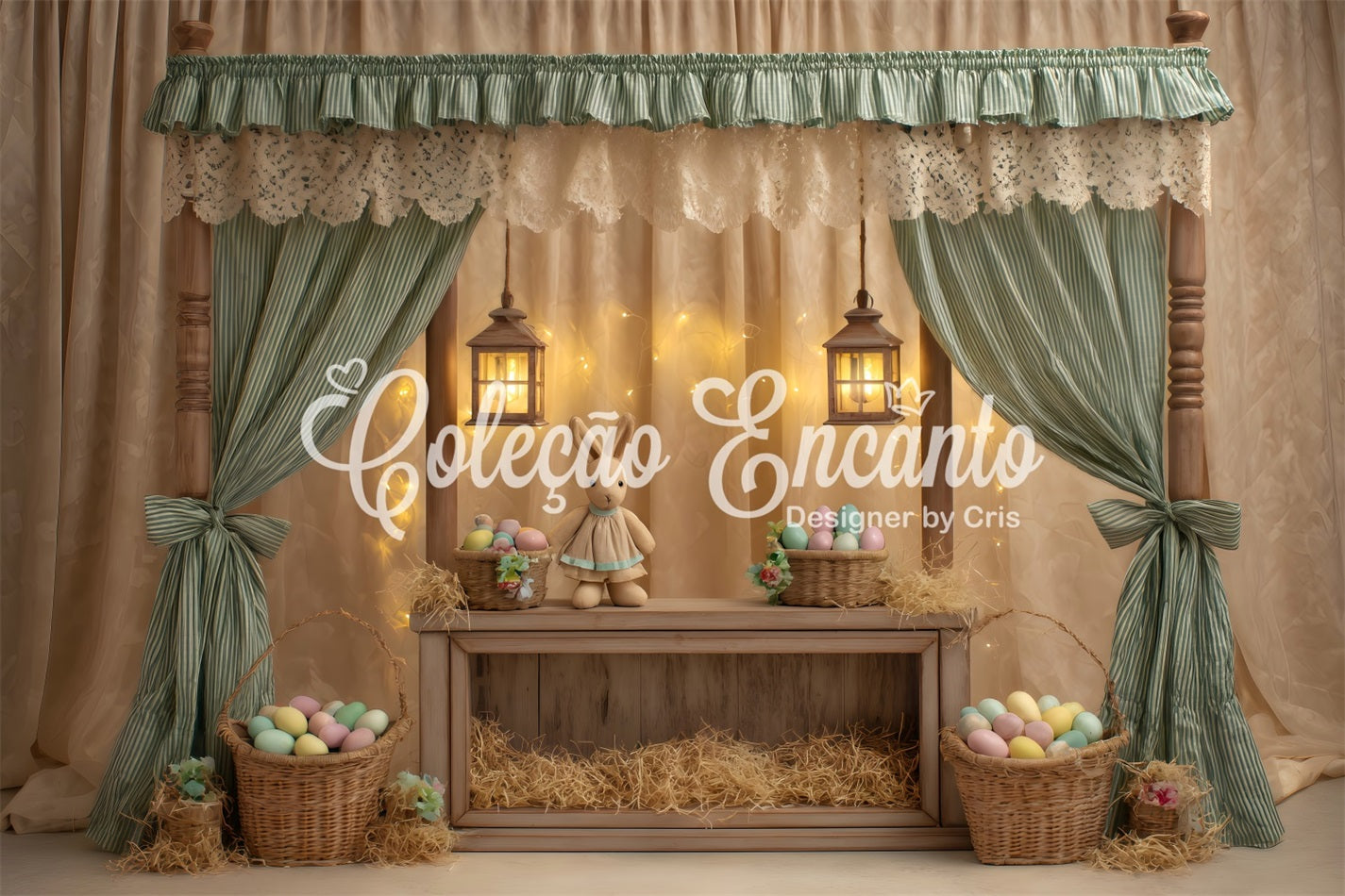Easter Cute Backdrop Canopy Bunny Egg Baskets Easter Picture Backdrop By Magali