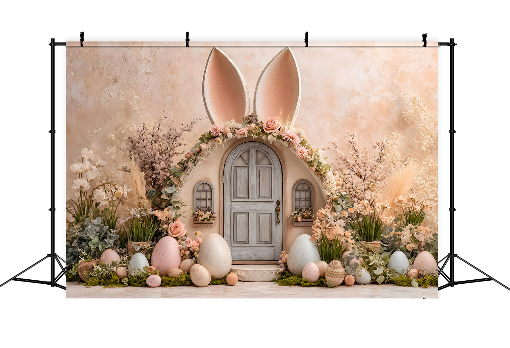 Easter Cute Backdrop Ears Door Pastel Eggs Backdrop For Easter Pictures By Magali