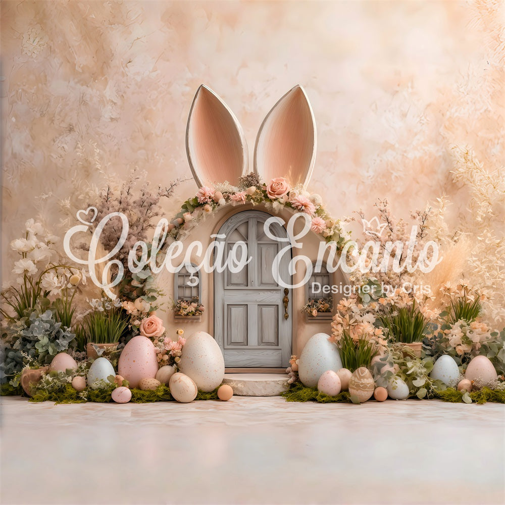 Easter Cute Backdrop Ears Door Pastel Eggs Backdrop For Easter Pictures By Magali